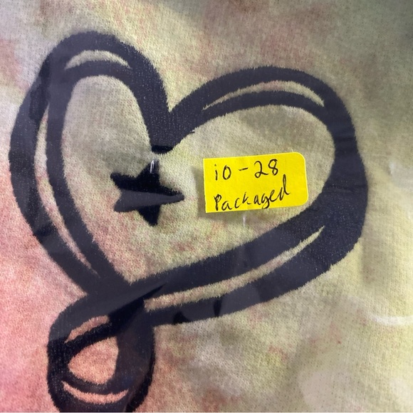 Pride By JoJo Women XL 15-17 Fleece Shorts Heart Tie Dye Pockets Stretch Relax - Picture 7 of 7